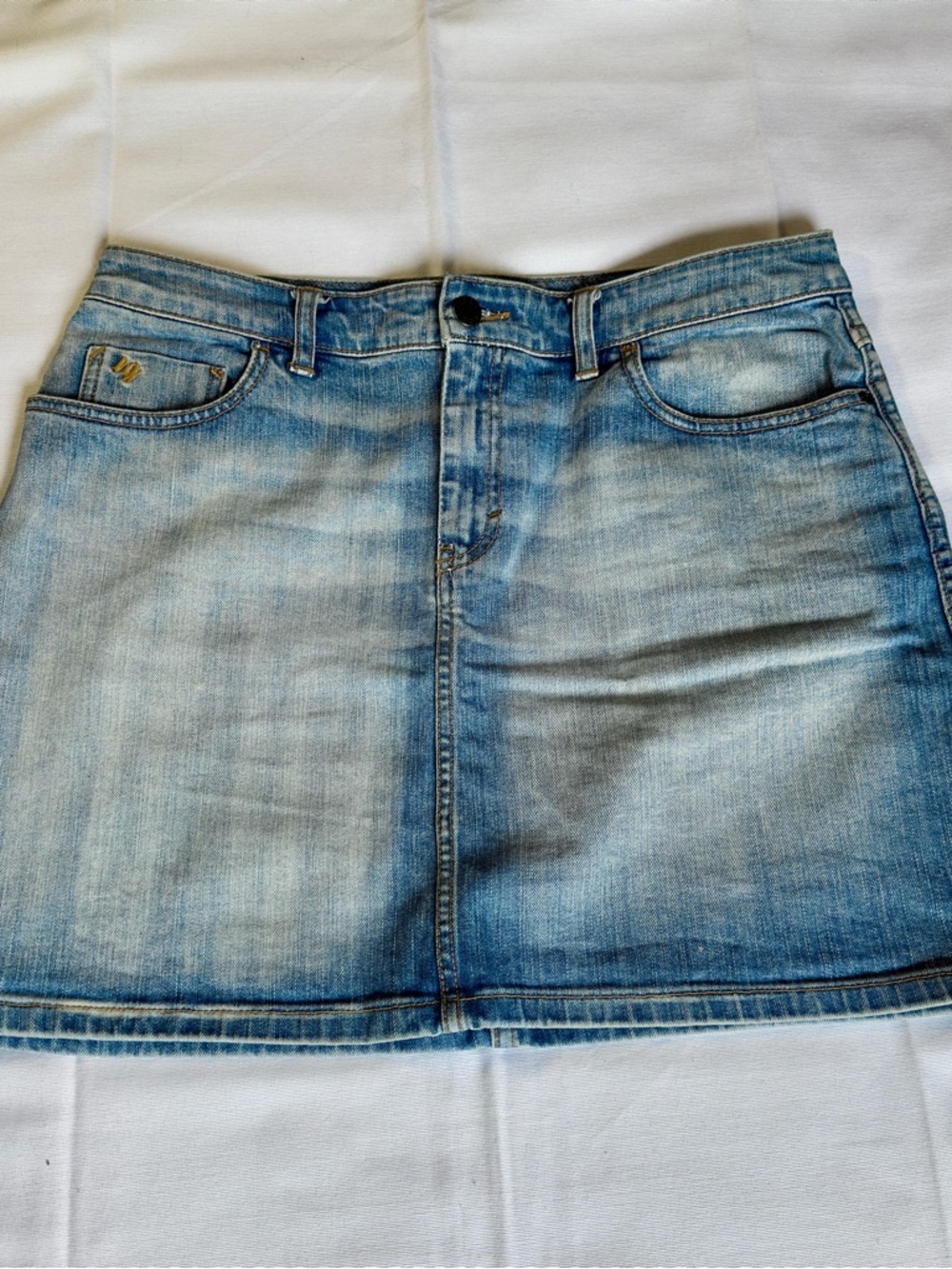 H&M LOGG Faded Light Blue Denim Mini Skirt Size 12